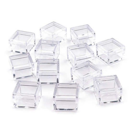 Cutie din plastic cu capac, 2,5x2,5x1,5 cm - Transparent (1 Bucată) Cutie din plastic cu capac, 2,5x2,5x1,5 cm - Transparent (1 Bucată)