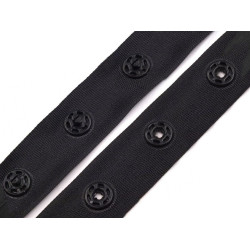 Bandă cu capse pentru confecții textile / body, lățime 18 mm - Negru (1 Metru)
