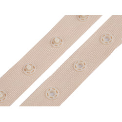 Bandă cu capse pentru confecții textile / body, lățime 18 mm - Nude (1 Metru)