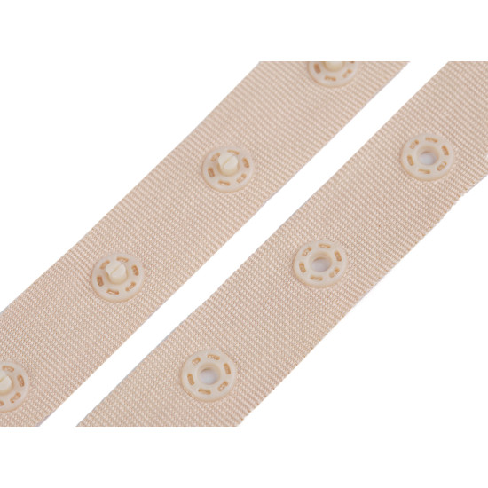 Bandă cu capse pentru confecții textile / body, lățime 18 mm - Negru (45 Metri)