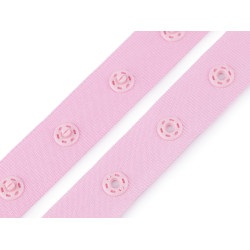 Bandă cu capse pentru confecții textile / body, lățime 18 mm - Roz deschis (1 Metru)