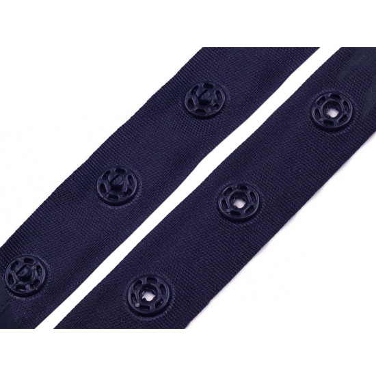 Bandă cu capse pentru confecții textile / body, lățime 18 mm - Negru (45 Metri)