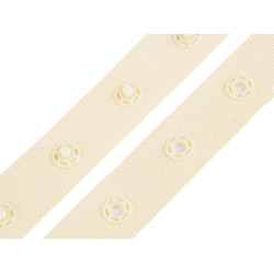 Bandă cu capse pentru confecții textile / body, lățime 18 mm - Crem foarte deschis (1 Metru)