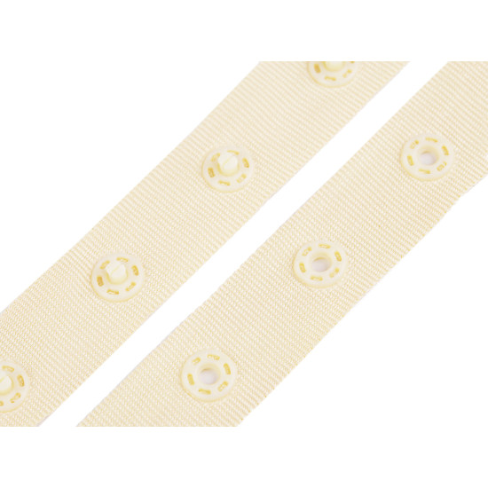 Bandă cu capse pentru confecții textile / body, lățime 18 mm - Negru (45 Metri)