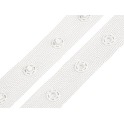 Bandă cu capse pentru confecții textile / body, lățime 18 mm - Alb (1 Metru)