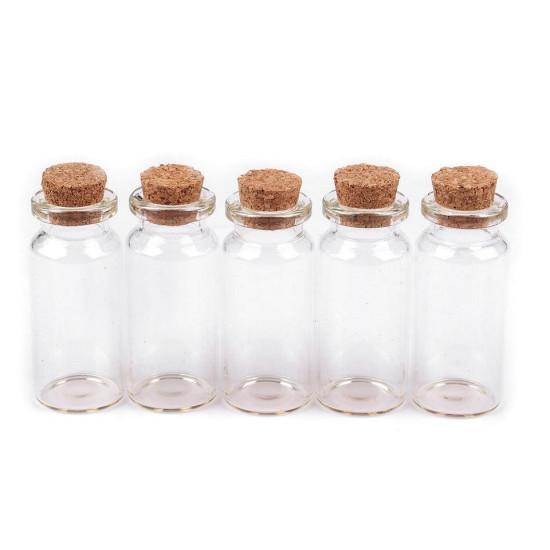 Sticluță cu dop de plută, 20x50 mm - Transparent (200 Fiole) Sticluță cu dop de plută, 20x50 mm - Transparent (200 Fiole)