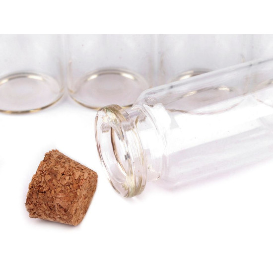 Sticluță cu dop de plută, 20x50 mm - Transparent (200 Fiole) Sticluță cu dop de plută, 20x50 mm - Transparent (200 Fiole)