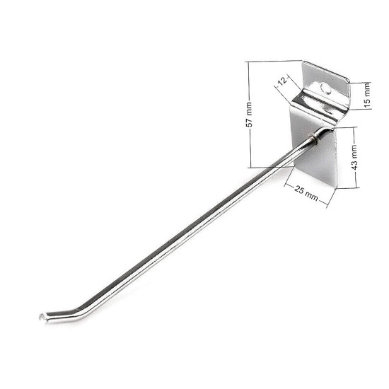 Cârlig panou slatwall, 14 cm - Nichel (400 Bucăți)