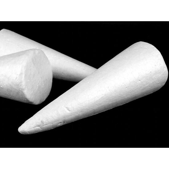 Con polistiren, 9,5x24 cm - Alb (100 Bucăți) Con polistiren, 9,5x24 cm - Alb (100 Bucăți)