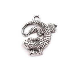 Pandantiv șopârlă, 25x25 mm - Platinum (1 Bucată)