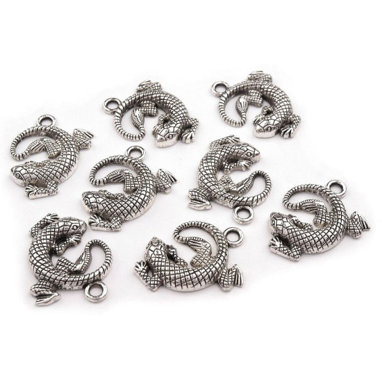 Pandantiv șopârlă, 25x25 mm - Platinum (1 Bucată) Pandantiv șopârlă, 25x25 mm - Platinum (1 Bucată)