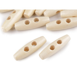 Nasturi lungi din lemn, model oval, 12x40 mm - Natural deschis (10 Bucăți)
