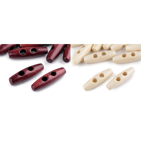 Nasturi lungi din lemn, model oval, 12x40 mm - Red-brown (500 Bucăți) Nasturi lungi din lemn, model oval, 12x40 mm - Red-brown (500 Bucăți)