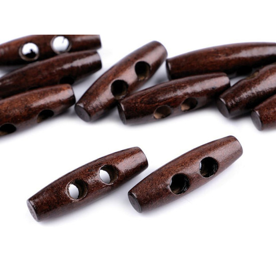 Nasturi lungi din lemn, model oval, 12x40 mm - Red-brown (500 Bucăți) Nasturi lungi din lemn, model oval, 12x40 mm - Red-brown (500 Bucăți)