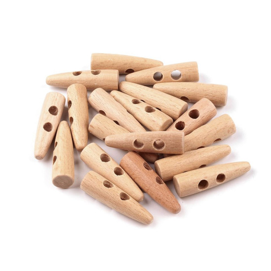 Nasturi lungi din lemn, model corn, 10x40 mm - Natur (20 Bucăți) Nasturi lungi din lemn, model corn, 10x40 mm - Natur (20 Bucăți)