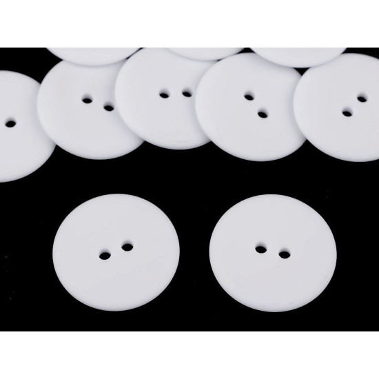 Nasturi plastic, 2 găuri, mărimea 48" - Alb (50 Bucăți) Nasturi plastic, 2 găuri, mărimea 48" - Alb (50 Bucăți)
