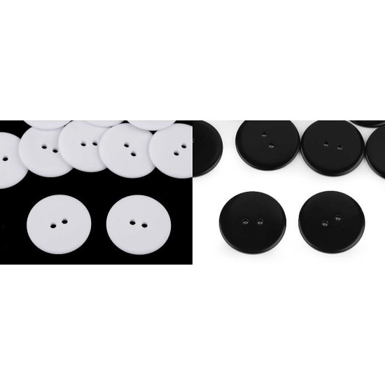 Nasturi plastic, 2 găuri, mărimea 48" - Alb (50 Bucăți) Nasturi plastic, 2 găuri, mărimea 48" - Alb (50 Bucăți)