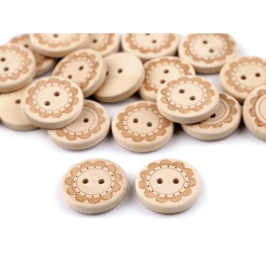 Nasture decorativ din lemn floare - Natural deschis (50 Bucăți) Nasture decorativ din lemn floare - Natural deschis (50 Bucăți)