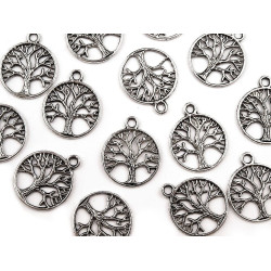 Pandantiv pomul vieții, ø20 mm - Platinum (4 Bucăți)