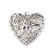 Pandantiv medalion pentru poză inimă, 26x26mm - Platinum (4 Bucăți)