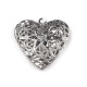 Pandantiv medalion pentru poză inimă, 26x26mm - Platinum (4 Bucăți)