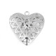 Pandantiv medalion pentru poză inimă, 26x26mm - Platinum (4 Bucăți)