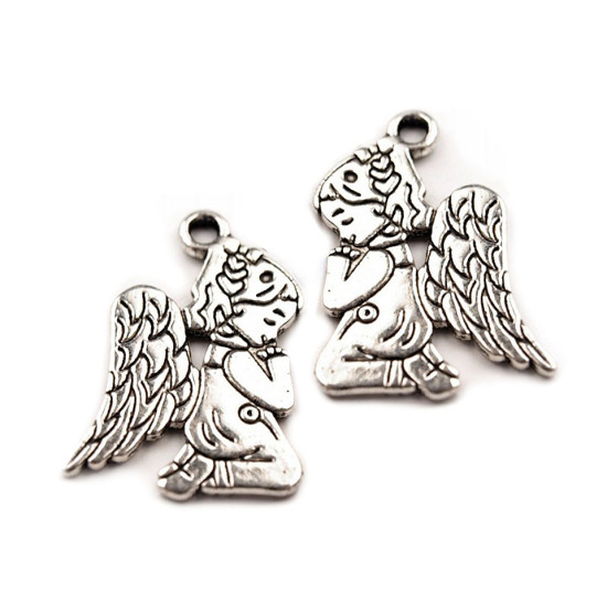 Pandantiv îngeraș, 17x20mm - Platinum (4 Bucăți) Pandantiv îngeraș, 17x20mm - Platinum (4 Bucăți)