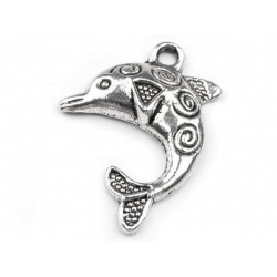 Pandantiv delfin, 25x30 mm - Platinum (200 Bucăți)