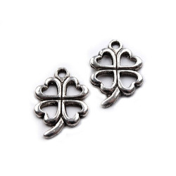 Pandantiv trifoi decupat, 15x21mm - Platinum (5 Bucăți)