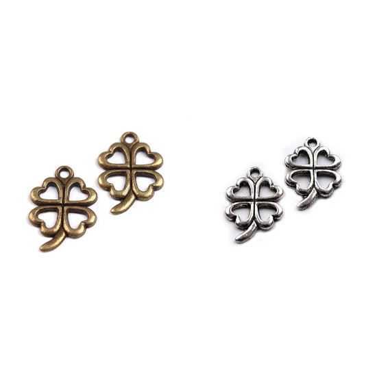 Pandantiv trifoi decupat, 15x21mm - Platinum (5 Bucăți) Pandantiv trifoi decupat, 15x21mm - Platinum (5 Bucăți)