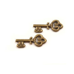 Pandantiv cheie, 9x20 mm - Alamă antică (10 Bucăți)