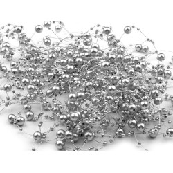 Ghirlandă decorativă perle, ø7 mm, lungime 130 cm - Argintiu (12 Bucăți)