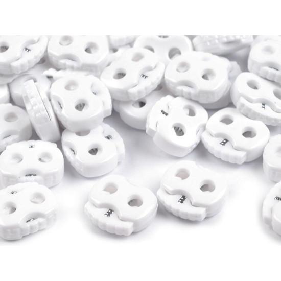 Opritori șnur, 2 găuri, 15x15 mm - Alb (50 Bucăți) Opritori șnur, 2 găuri, 15x15 mm - Alb (50 Bucăți)