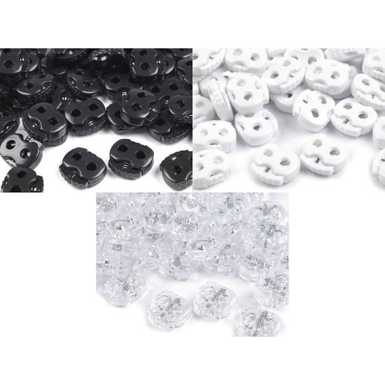 Opritori șnur, 2 găuri, 15x15 mm - Alb (50 Bucăți) Opritori șnur, 2 găuri, 15x15 mm - Alb (50 Bucăți)