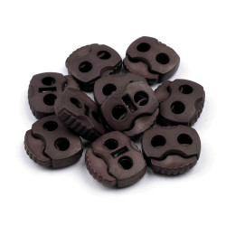 Opritori șnur, 2 găuri, 20x20 mm - Maro închis (10 Bucăți)