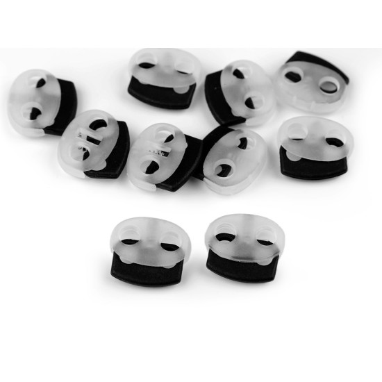 Opritori snur cu doua gauri 17x19 mm - Negru (10 Bucăți)