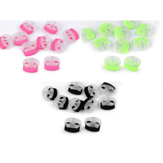 Opritori snur cu doua gauri 17x19 mm - Negru (10 Bucăți)