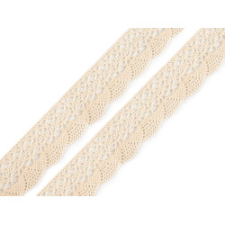 Dantelă bumbac croşetată, lățime 32 mm - Bej deschis (30 Metri)