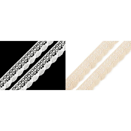 Dantelă bumbac croşetată, lățime 32 mm - Alb (30 Metri) Dantelă bumbac croşetată, lățime 32 mm - Alb (30 Metri)