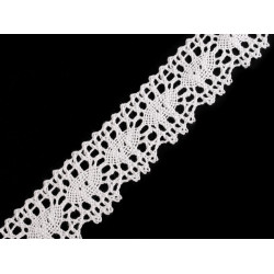 Dantelă bumbac croşetată, lățime 32 mm - Alb (30 Metri)
