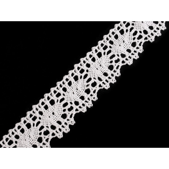 Dantelă bumbac croşetată, lățime 32 mm - Negru (90 Metri) Dantelă bumbac croşetată, lățime 32 mm - Negru (90 Metri)