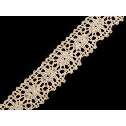 Dantelă bumbac croşetată, lățime 32 mm - Bej deschis (30 Metri)