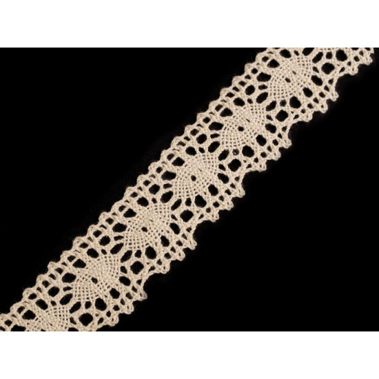 Dantelă bumbac croşetată, lățime 32 mm - Negru (90 Metri) Dantelă bumbac croşetată, lățime 32 mm - Negru (90 Metri)