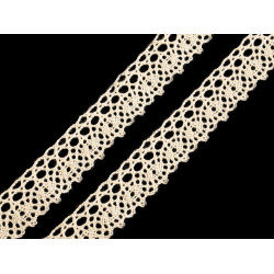 Dantelă bumbac croşetată, lățime 19 mm - Bej deschis (30 Metri)
