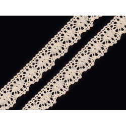 Dantelă bumbac croşetată, lățime 22 mm - Bej deschis (30 Metri)