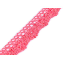 Dantelă bumbac croşetată, lățime 25 mm - Roșu coral (27 Metri)