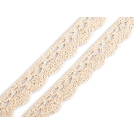 Dantelă bumbac croşetată, lățime 15 mm - Off white (27 Metri) Dantelă bumbac croşetată, lățime 15 mm - Off white (27 Metri)