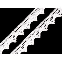 Dantelă bumbac croşetată, lățime 18 mm - Alb (27 Metri)