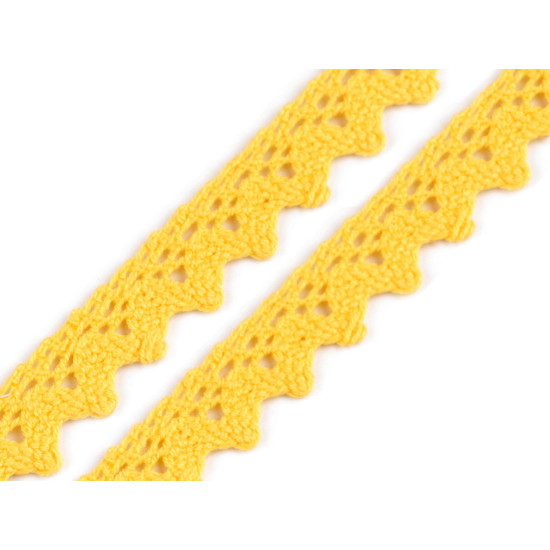 Dantelă bumbac croşetată, lățime 15 mm - Galben (81 Metri) Dantelă bumbac croşetată, lățime 15 mm - Galben (81 Metri)