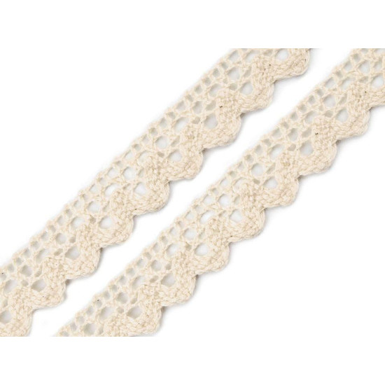 Dantelă bumbac croşetată, lățime 15 mm - Galben (81 Metri) Dantelă bumbac croşetată, lățime 15 mm - Galben (81 Metri)